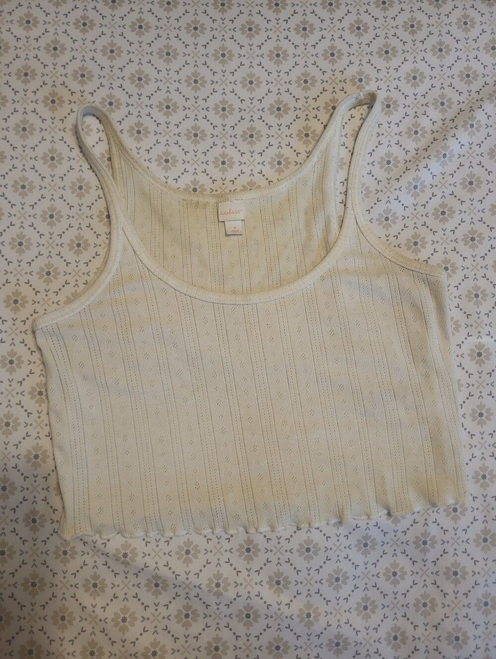 Ribbed Knit Tank Top - Cream